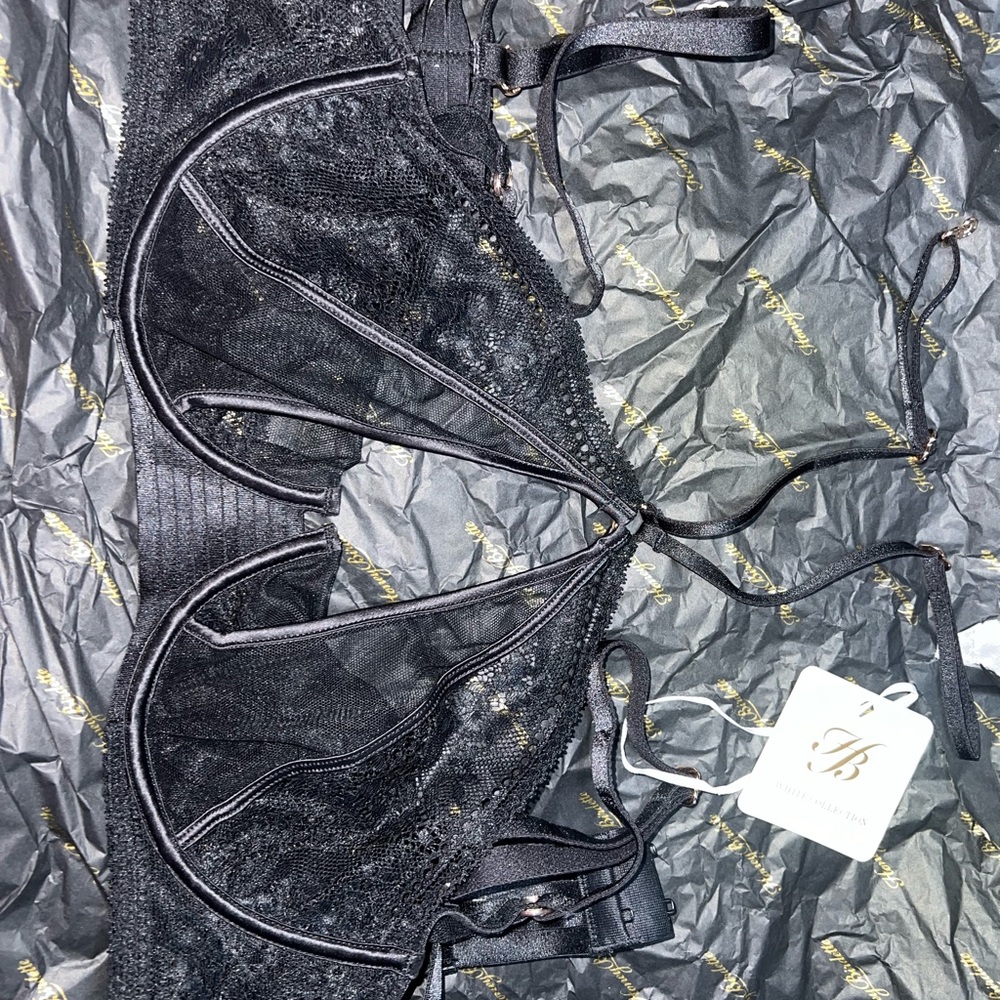 Honey Birdette Jacqui Black Balconette Bra 36C Lingerie